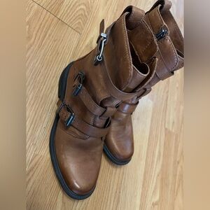 Vince Camuto Tan Leather Combat Boots